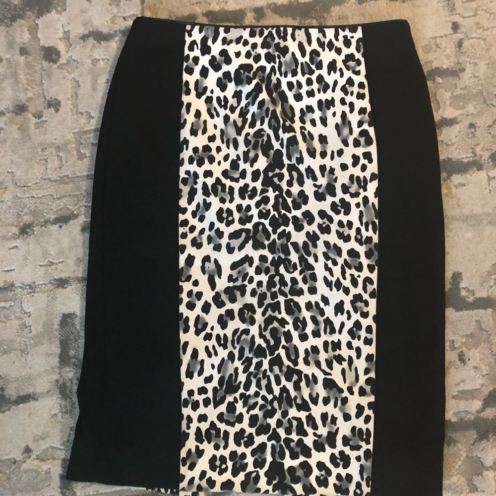 White House Black Market Black and Leopard Sheath Skirt 4
